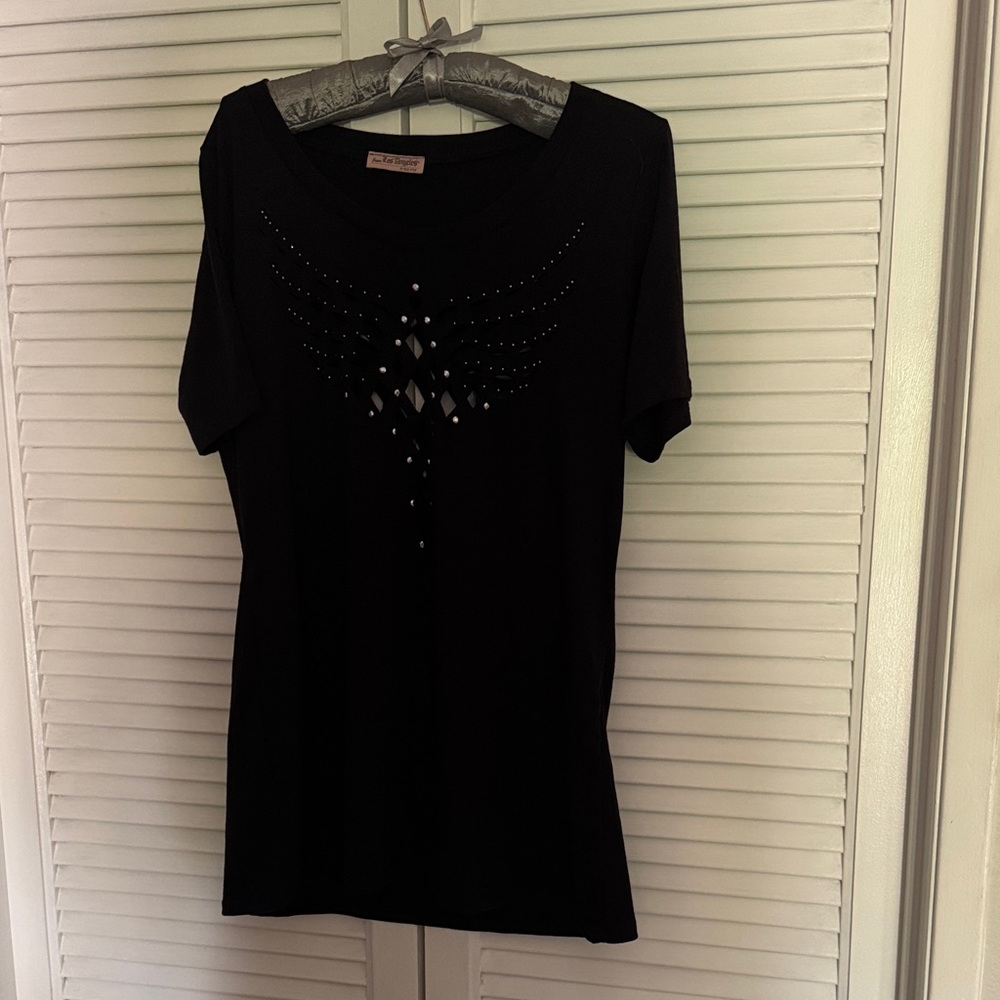 Elegant Black Embellished Women's Top